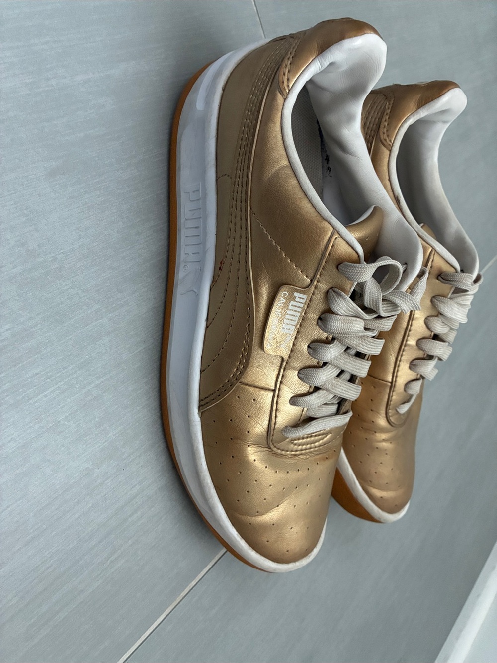 Puma Women's Metallic Gold Low-Top Sneakers